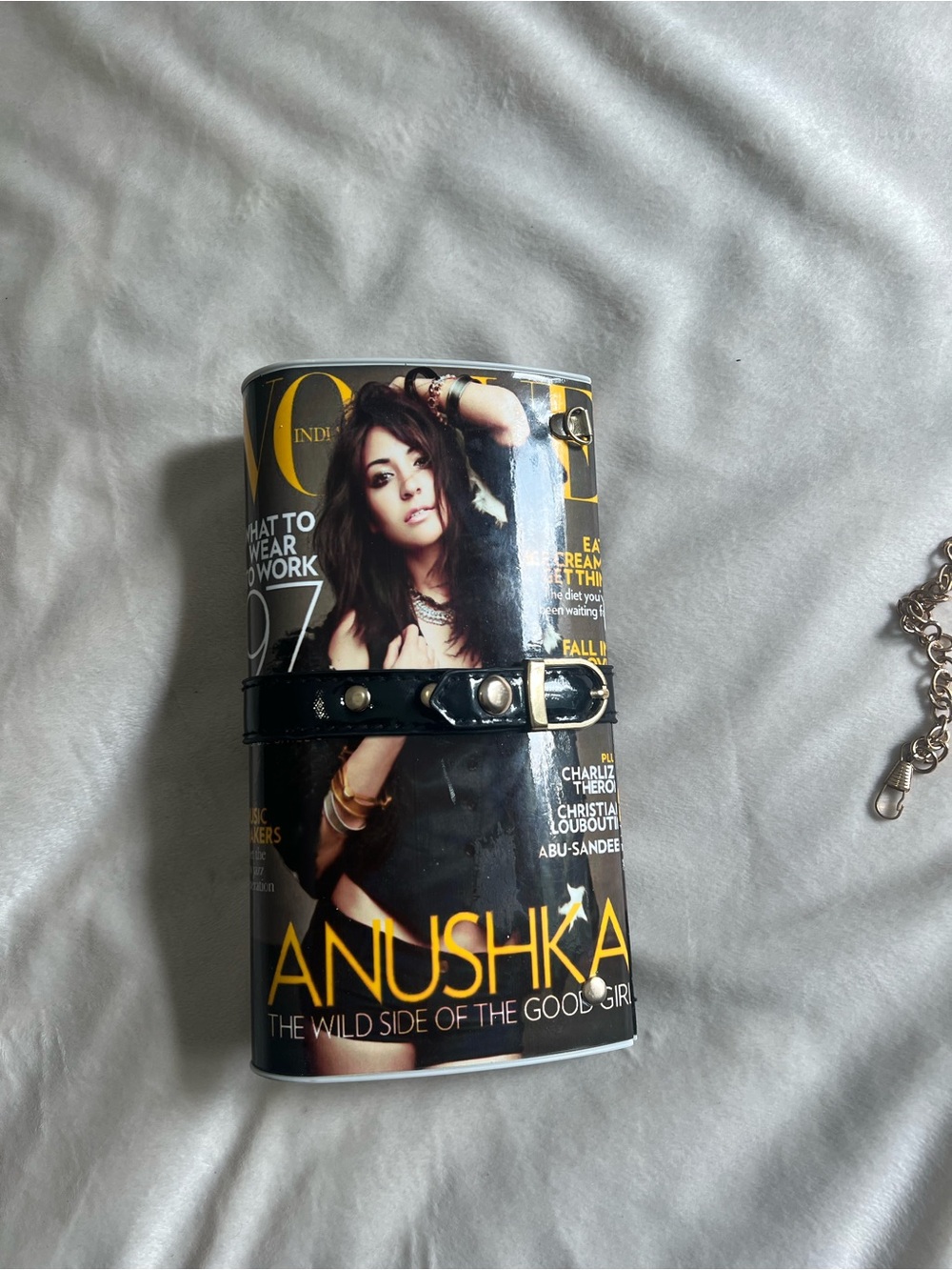 Anushka Magazine Print Clutch with Silver Chain